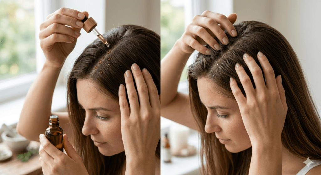 step by step rosemary oil scalp massage technique for hair fall control